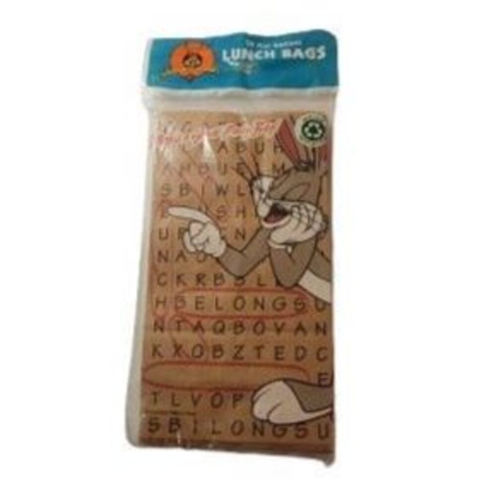 Vintage 2001 Bugs Bunny Looney Tunes Brown Paper Lunch Bags – Pack of 20